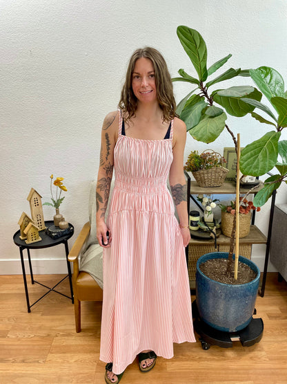 Pink Stripe Smock Dress