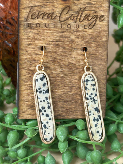 Metal Bar Stone Earrings