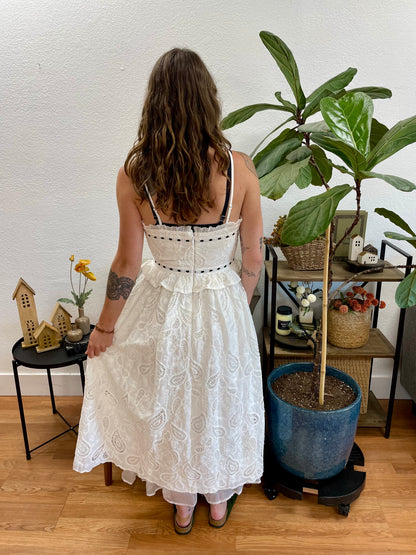 Lace Overlay Midi Dress