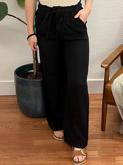 Black Full Length Flowy Pants