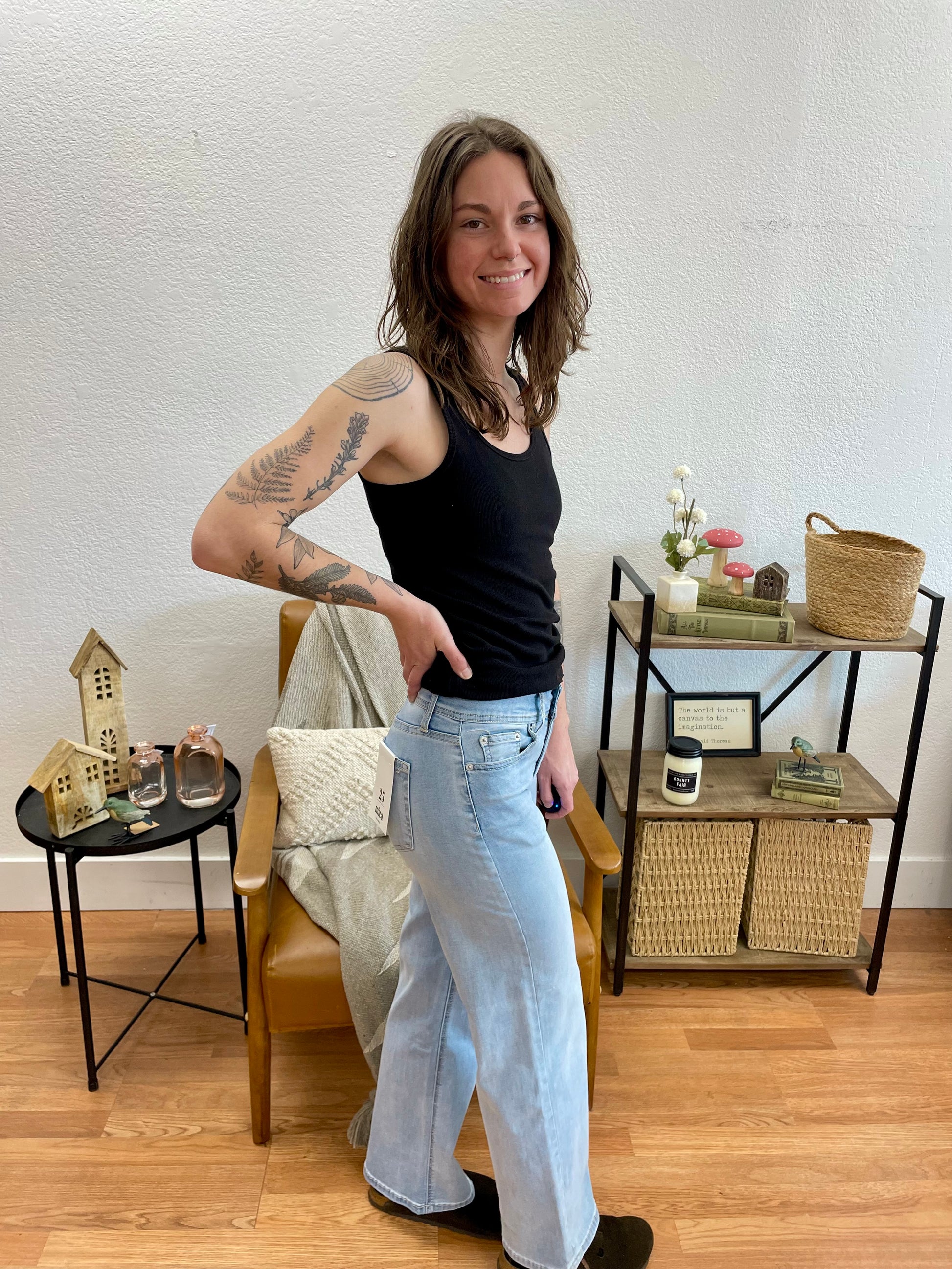 MICA Pale Blue Wide Ankle Jeans - Terra Cottage