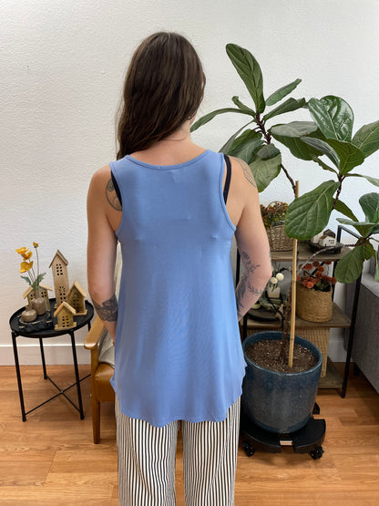 Indigo Sleeveless Scoop Neck Top