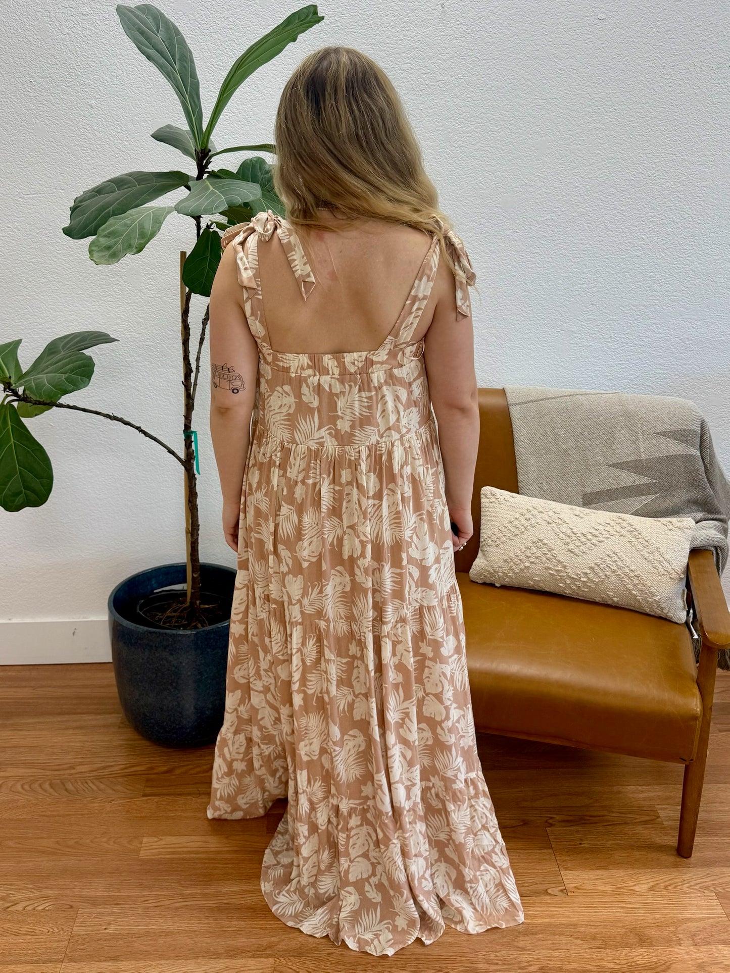 Mauve Square Neck Floral Maxi Dress