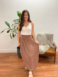 Chocolate Rounded Hem Smocked Skirt