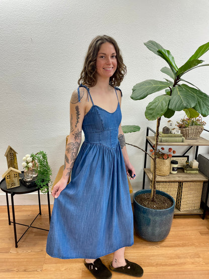Blue Corset Midi Dress