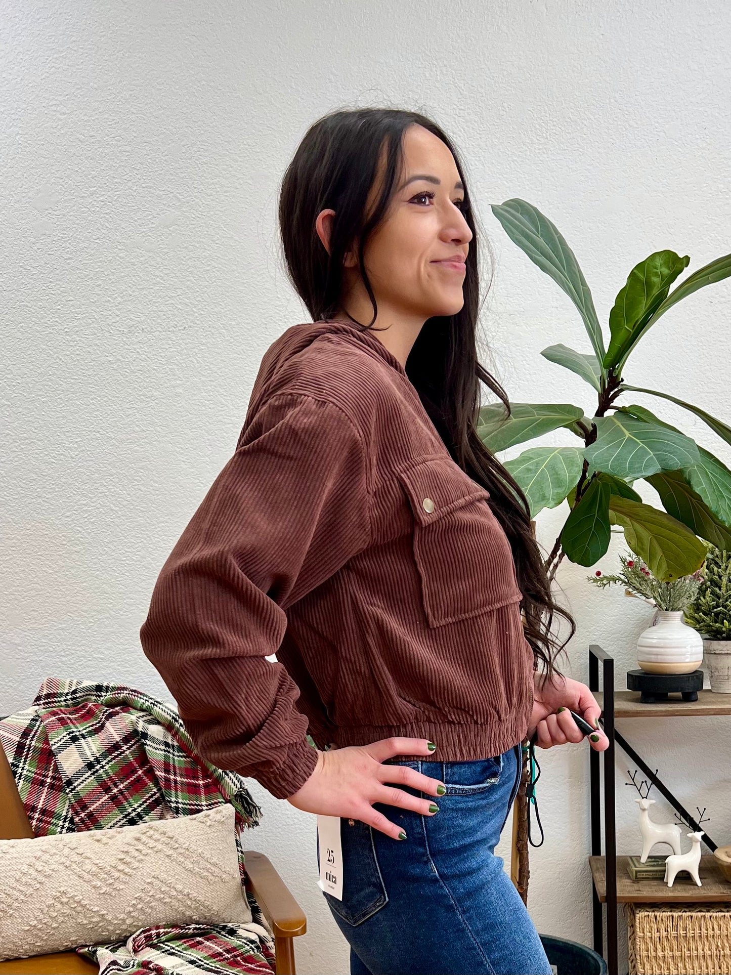 Cocoa Corduroy Cropped Jacket