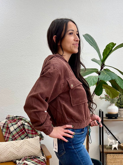 Cocoa Corduroy Cropped Jacket