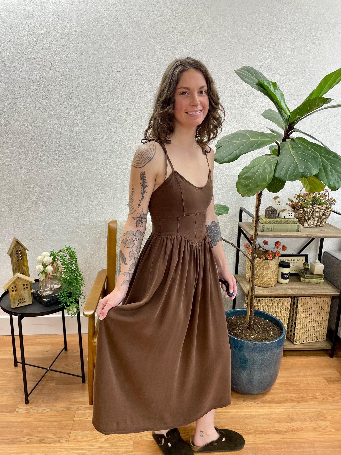 Chocolate Corset Midi Dress