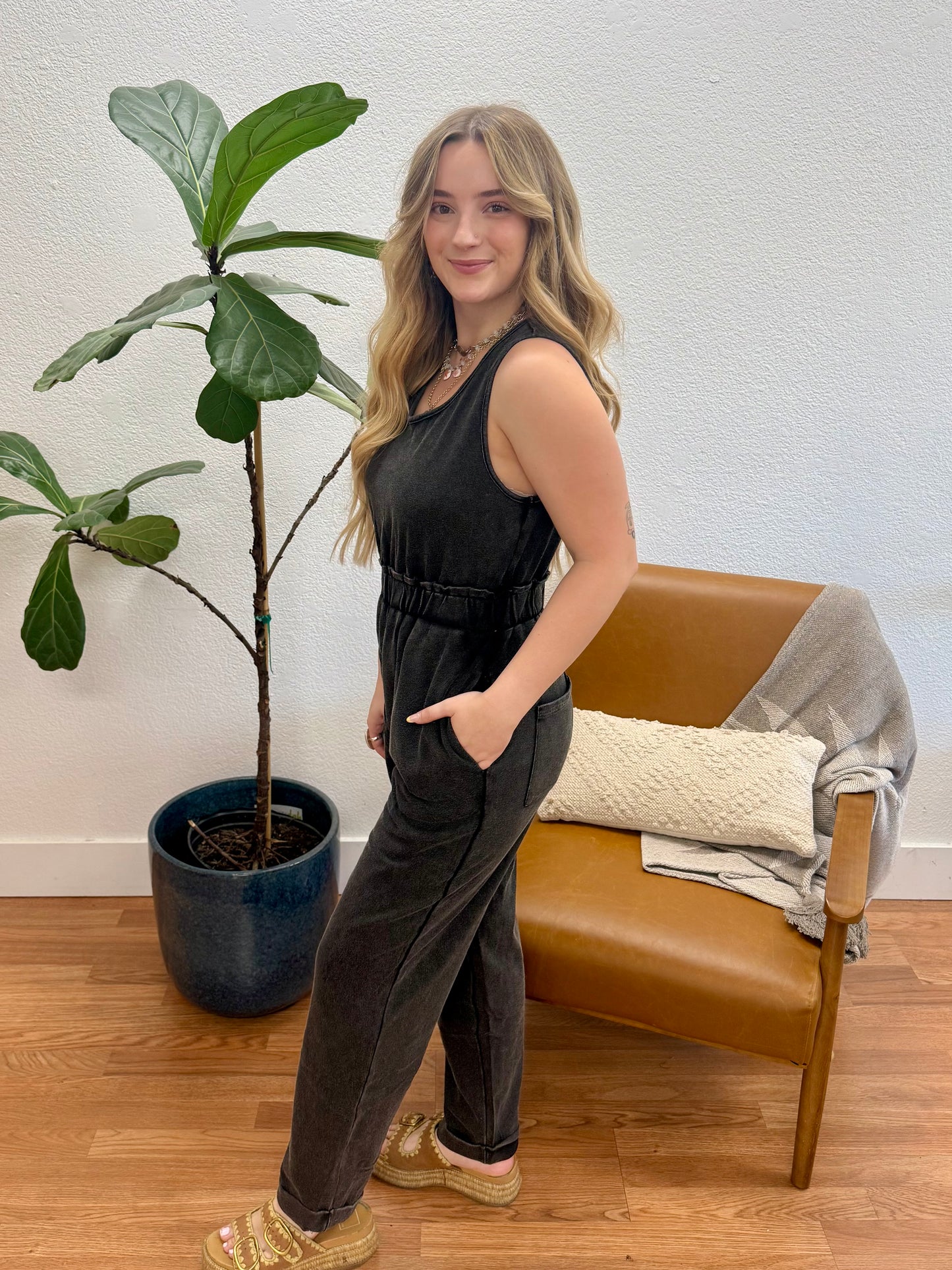Black Washed Jumpsuit