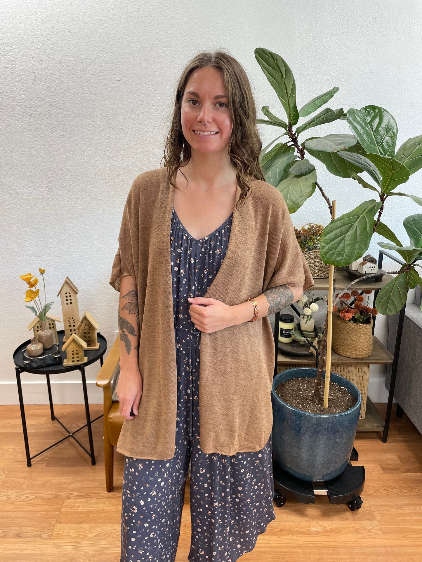 Mocha Short Sleeve Cardigan