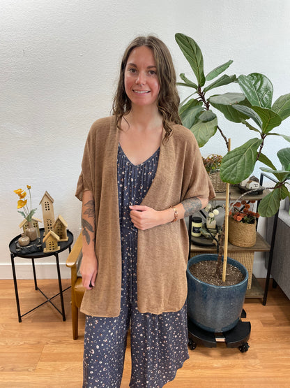 Mocha Short Sleeve Cardigan