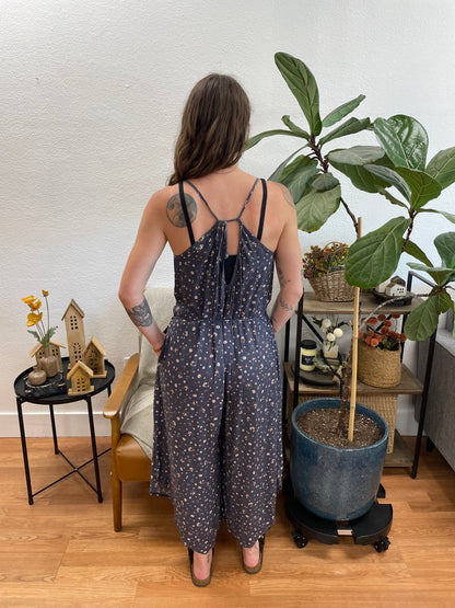 Navy Printed Jumpsuit