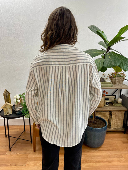 Striped Button Up Blouse