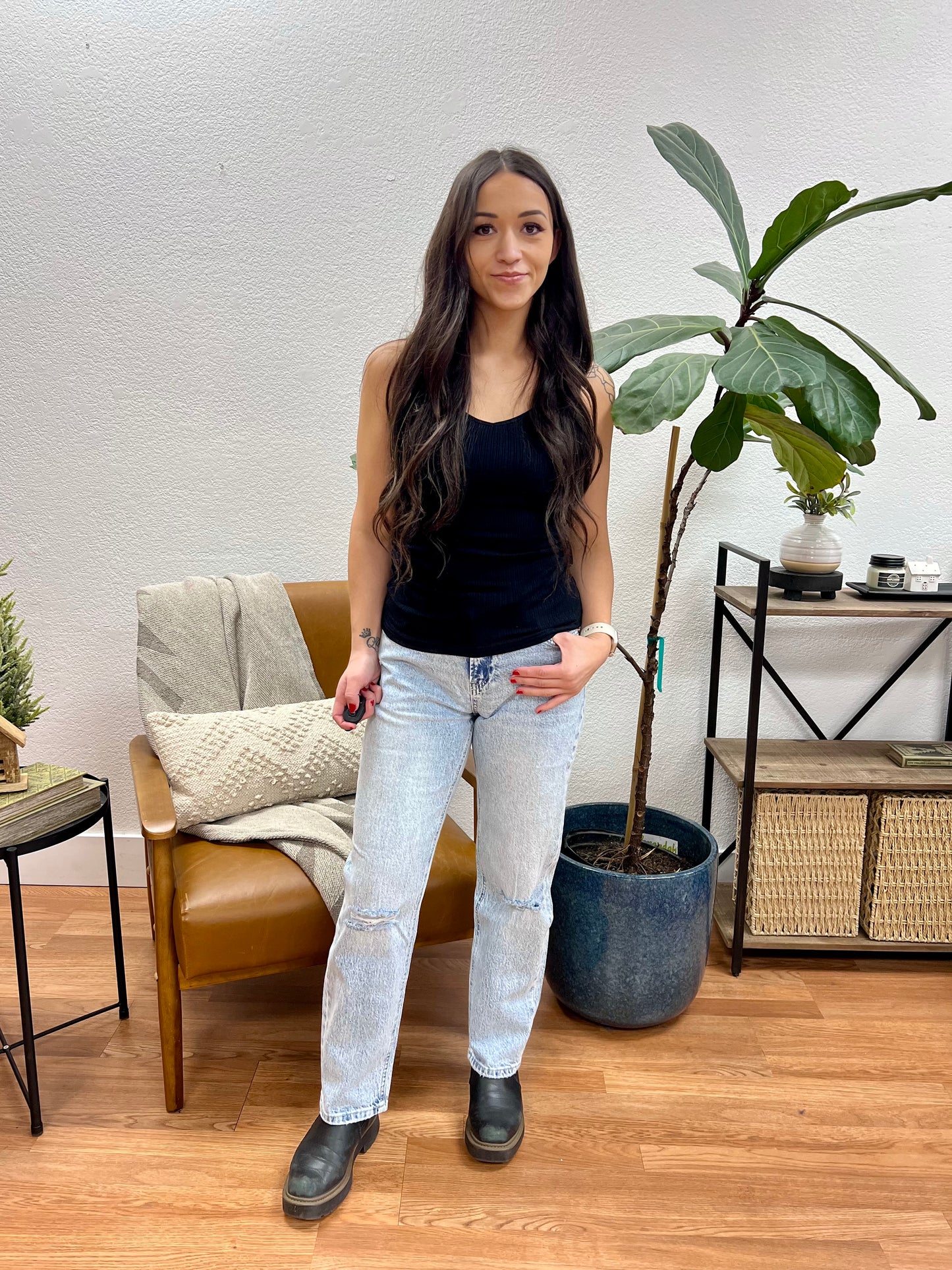 Mica Argentinian Blue High Rise Straight Leg Jeans