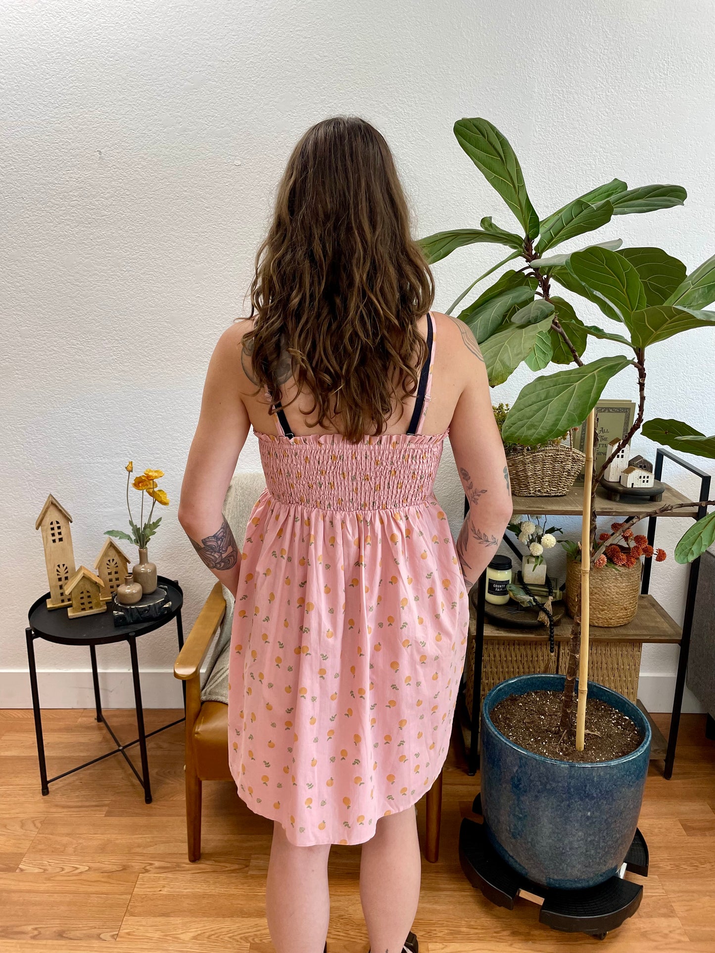 Mauve Smocked Floral Dress