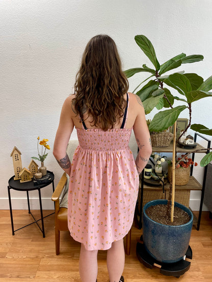 Mauve Smocked Floral Dress