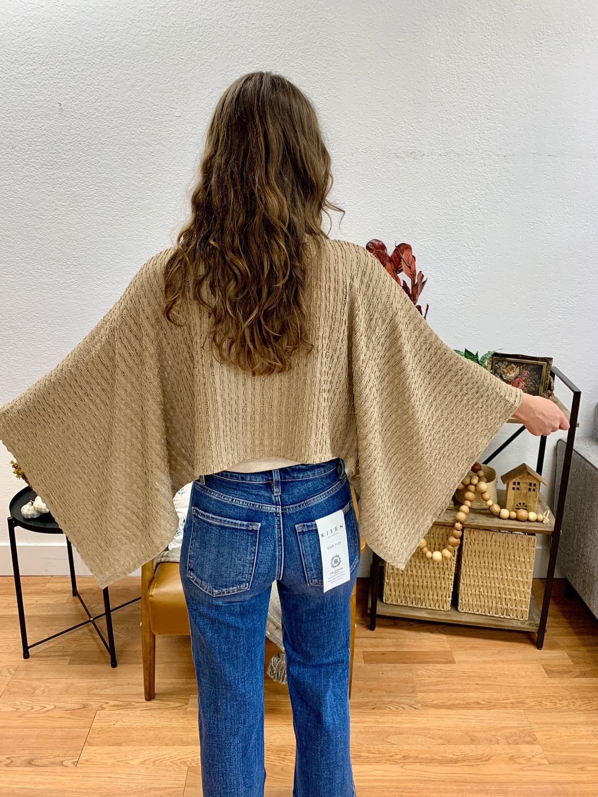 Taupe Kimono Sleeve Top