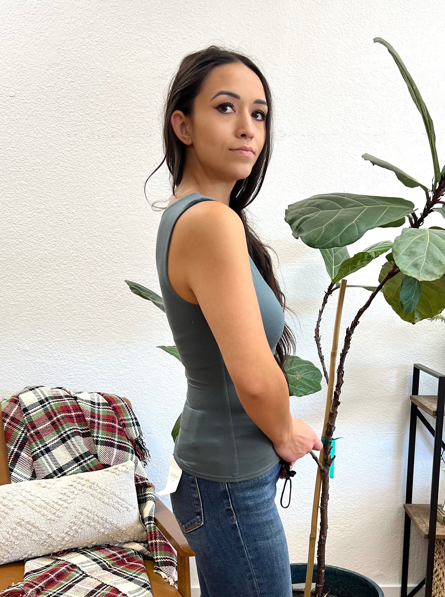 Ash Jade U Neck Double Layered Tank