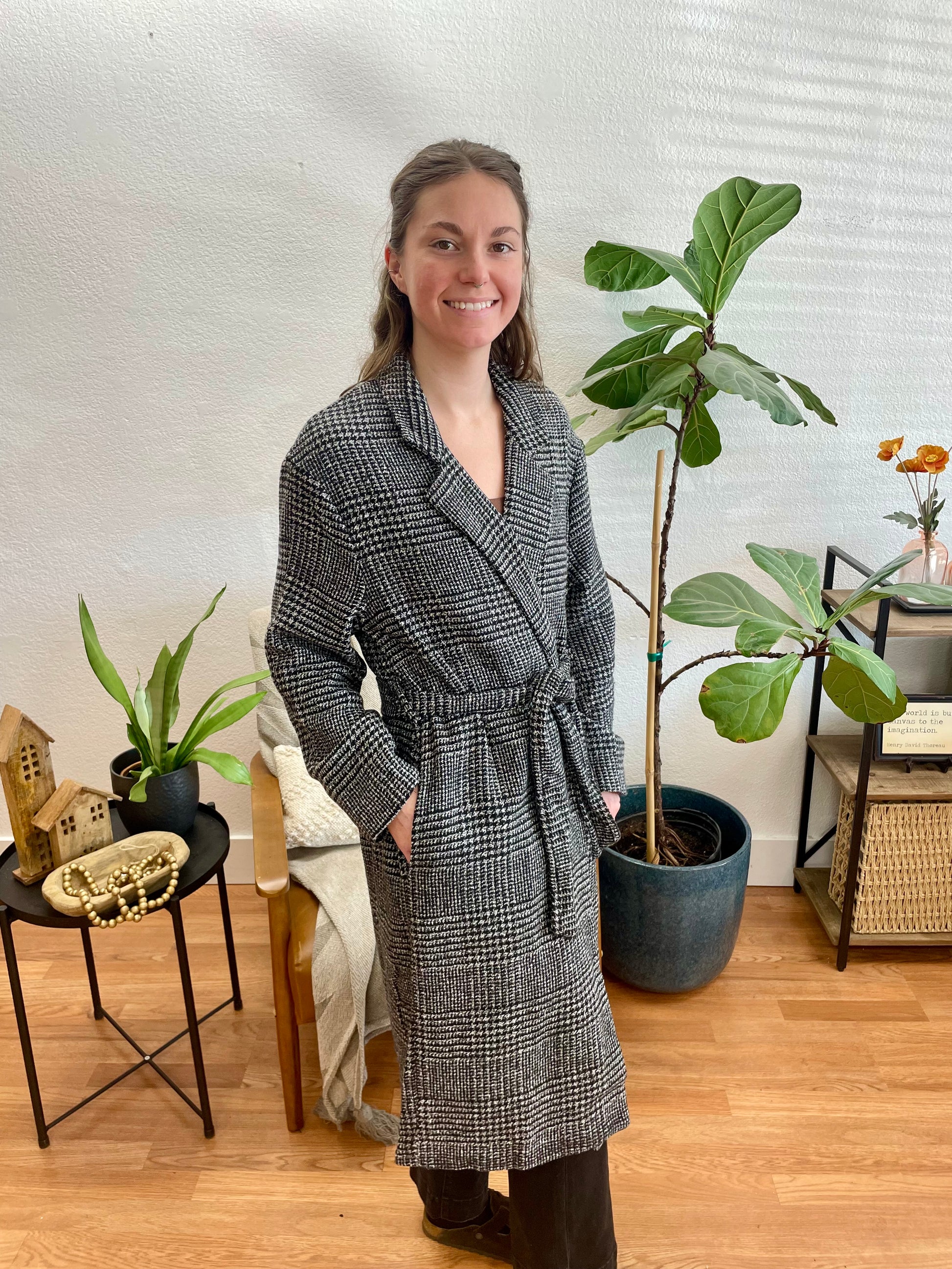 Black Chic Tie Front Coat - Terra Cottage