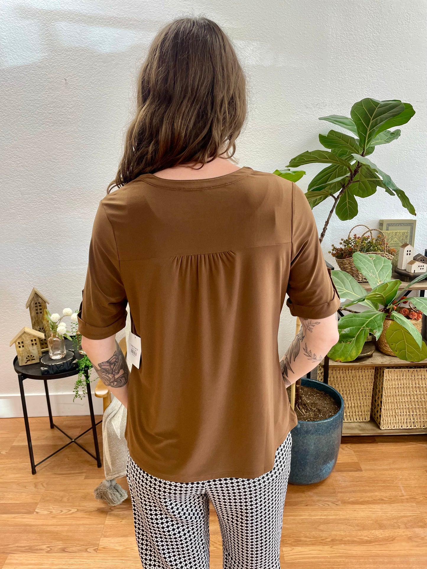 Coffee Pintuck Top