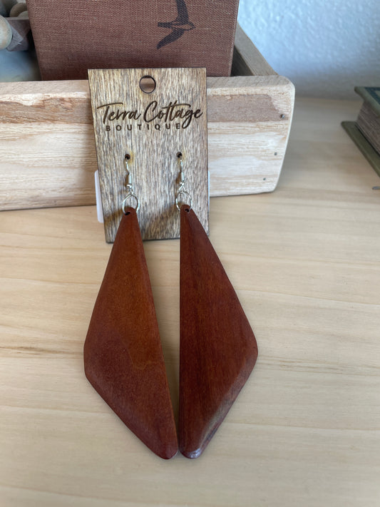 Wood Triangle Earrings