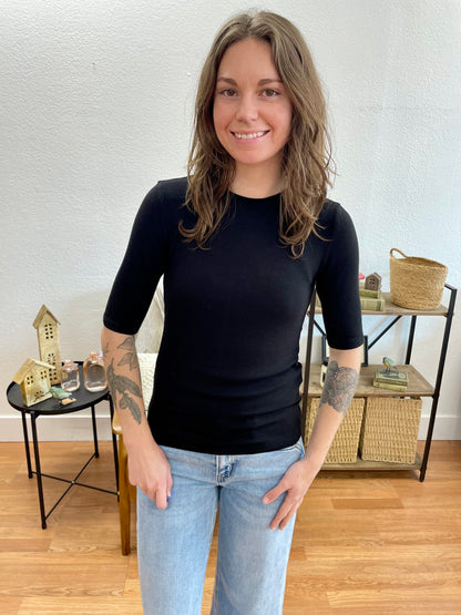 Black Modal Ribbed Top - Terra Cottage