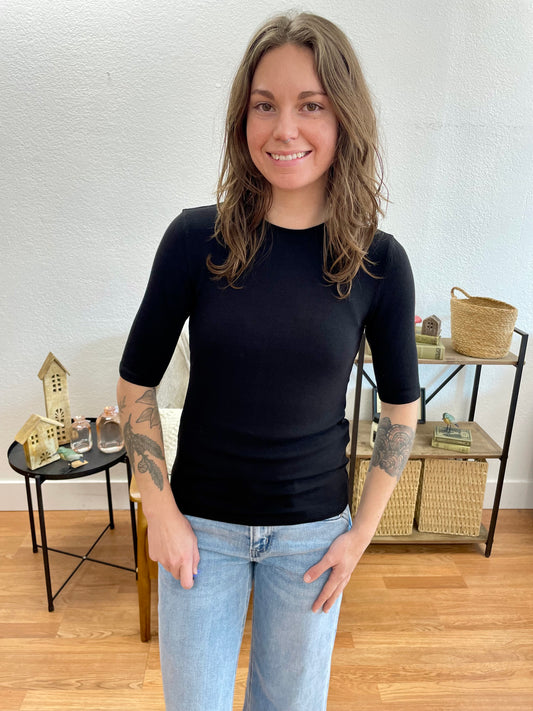 Black Modal Ribbed Top - Terra Cottage