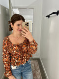 Brown Fall Florals Blouse