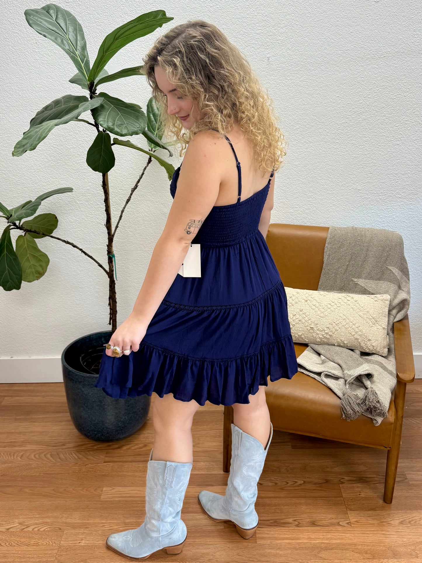 Navy Knit Mini Dress