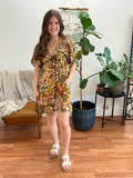 Olive Flutter Floral Dress