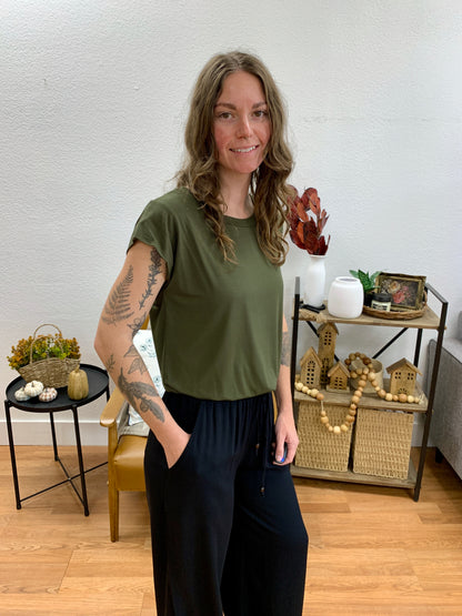 Olive Balloon Hem Top