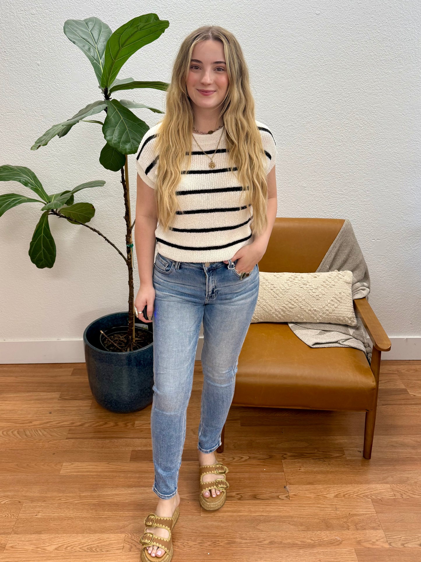RISEN Medium Mid Rise Slit Jeans