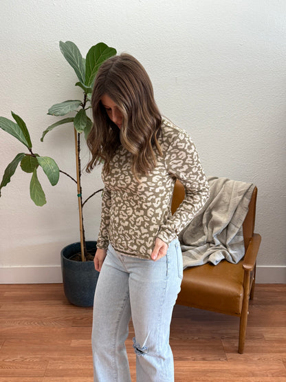 Olive Leopard Print Top