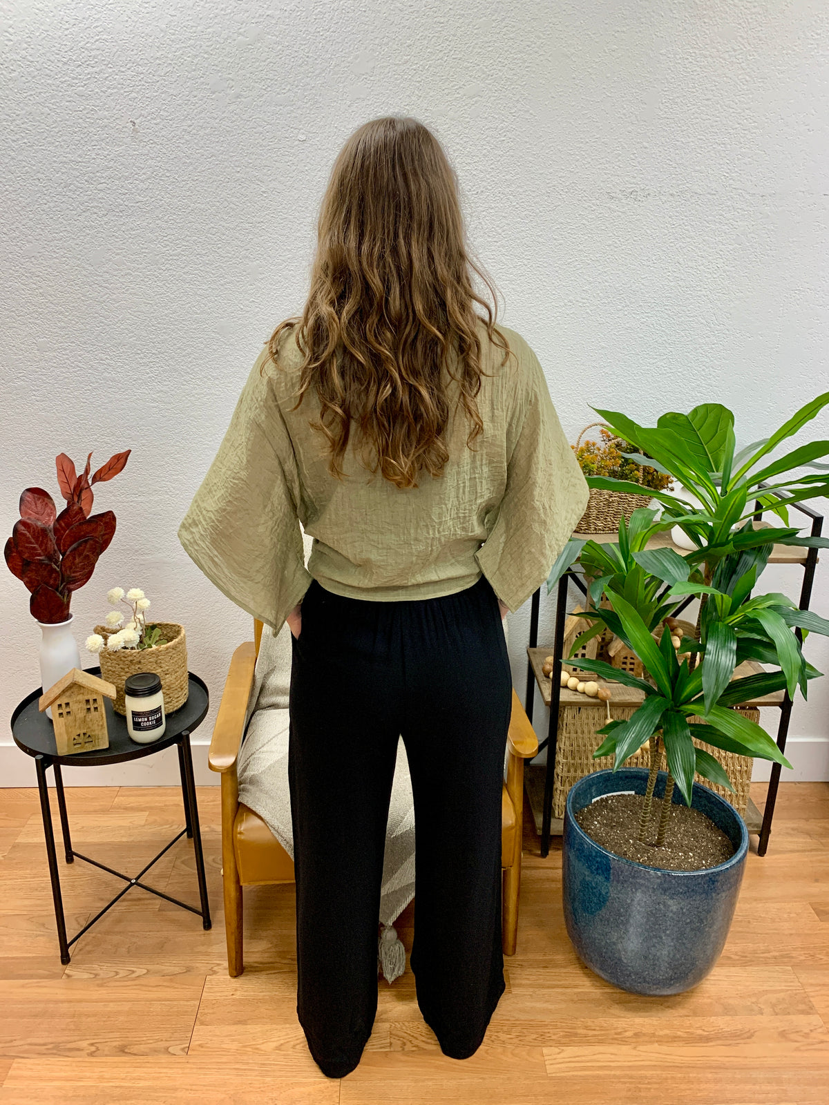 Black Ruffled Side Pocket Pants