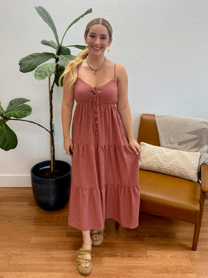 Mauve Stripe Midi Sundress
