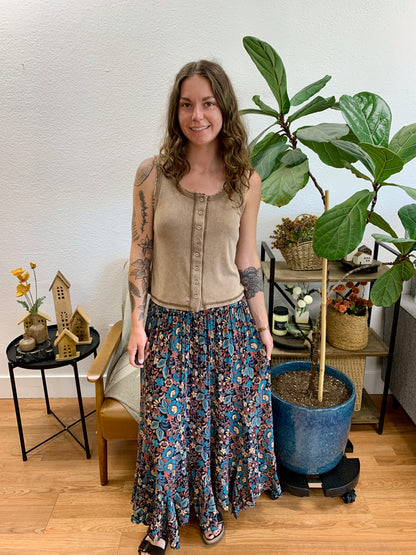 Black Bold Floral Skirt
