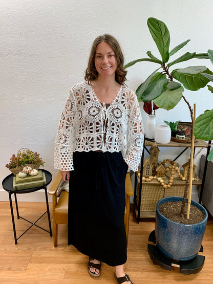 Black Smocked Skirt