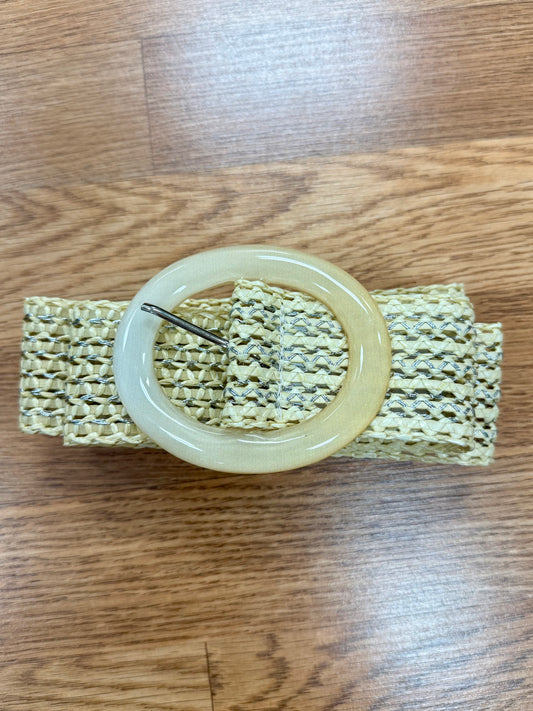 Ivory Mesh Braid Oval Hoop Buckle Belt