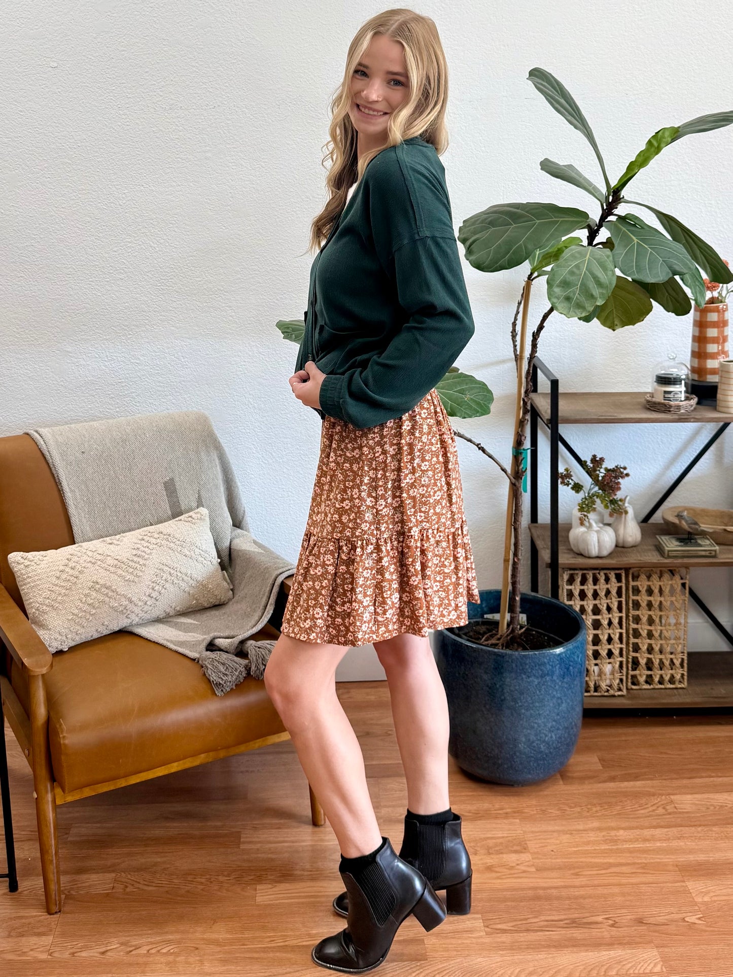 Ditsy Mocha Skirt