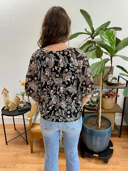 Black Floral Blouse