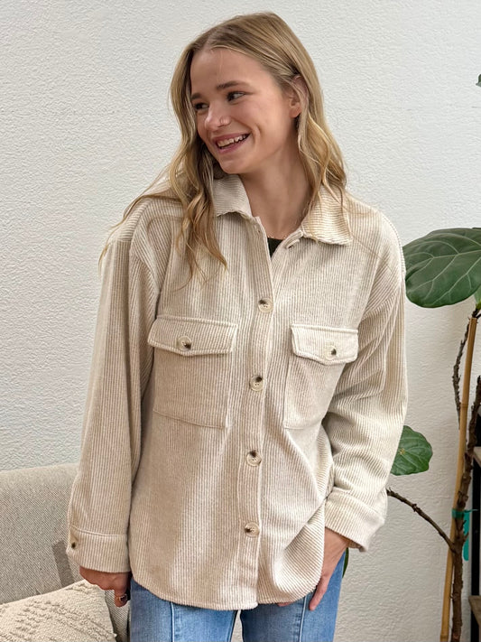 Oatmeal Cozy Brushed Waffle Shacket