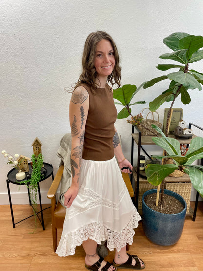 White Lace Hem Skirt