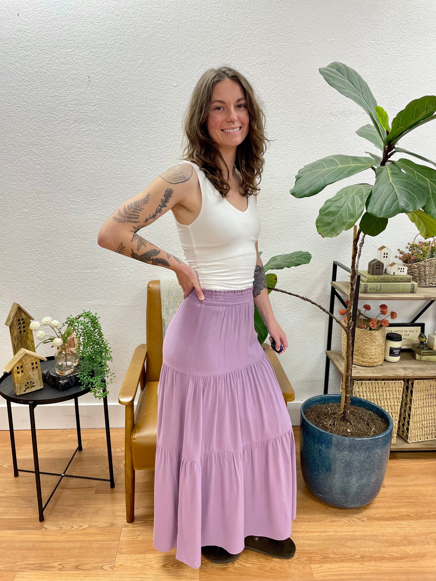 Iris Smocked Waist Tiered Maxi Skirt - Terra Cottage