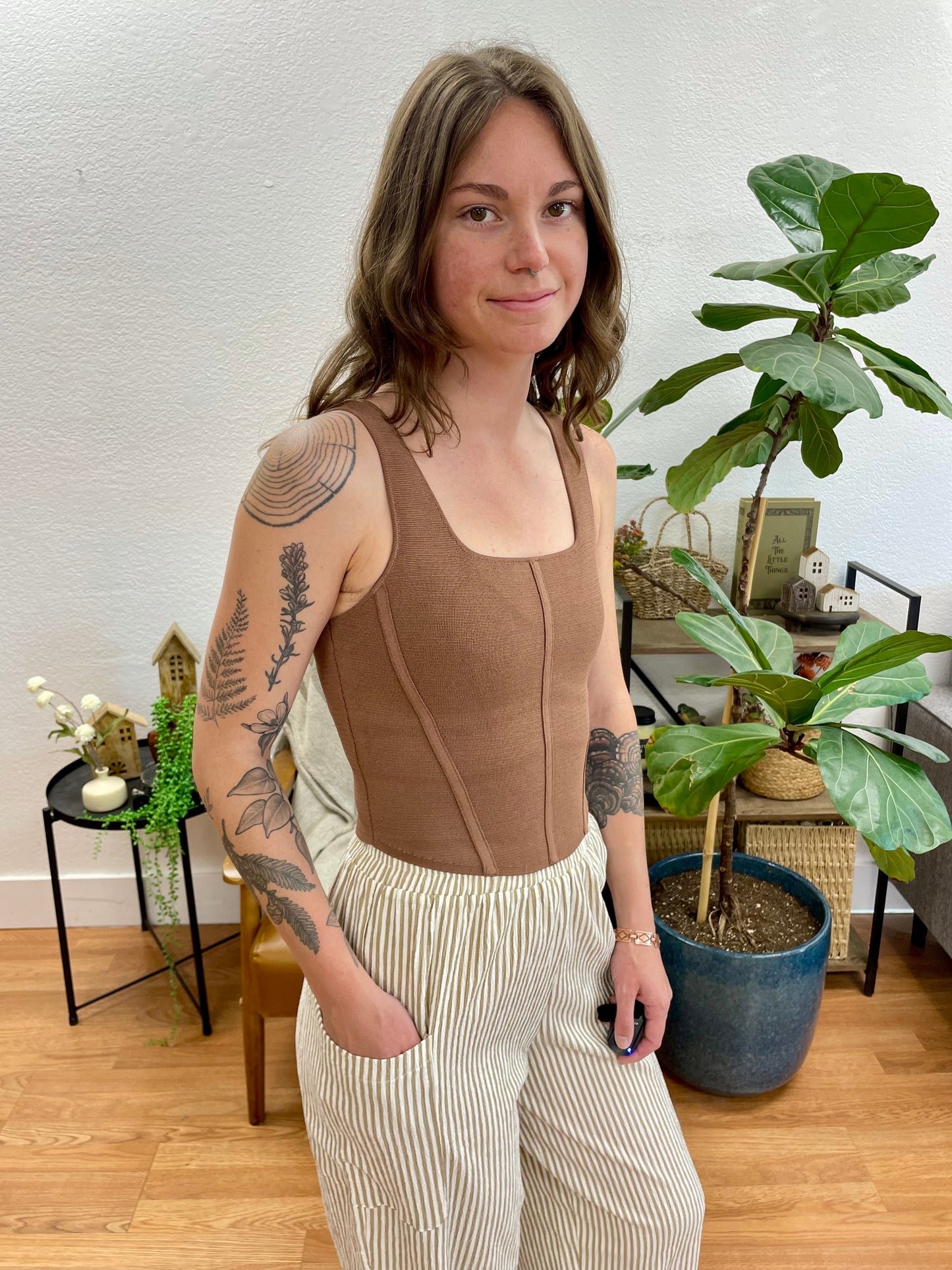 Brown Corset Style Tank