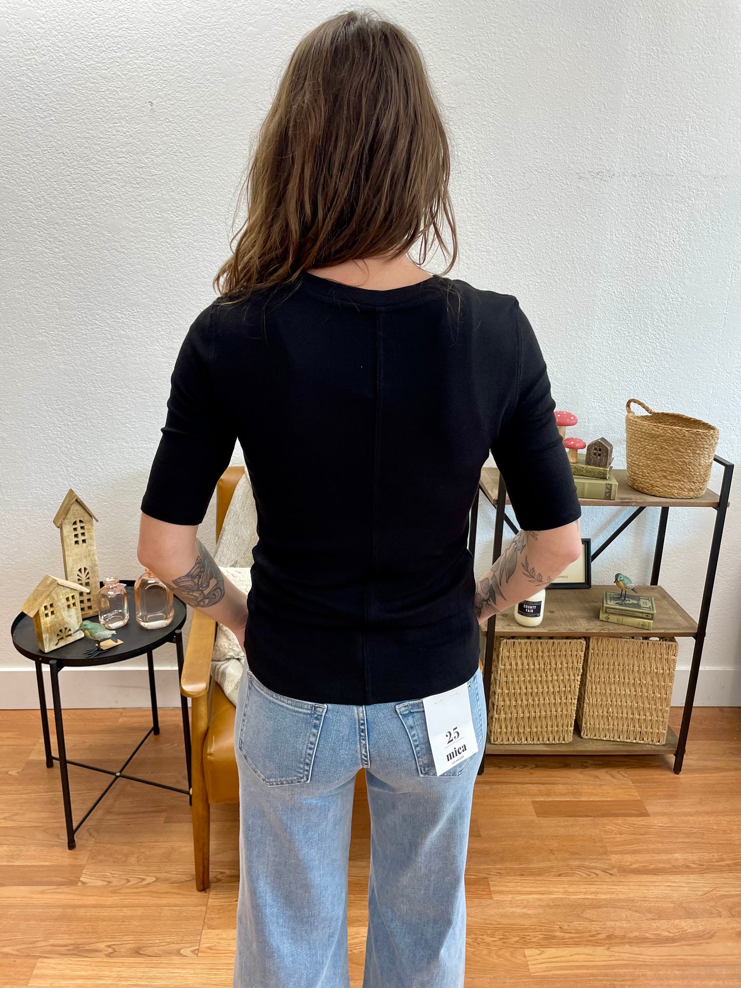 Black Modal Ribbed Top - Terra Cottage