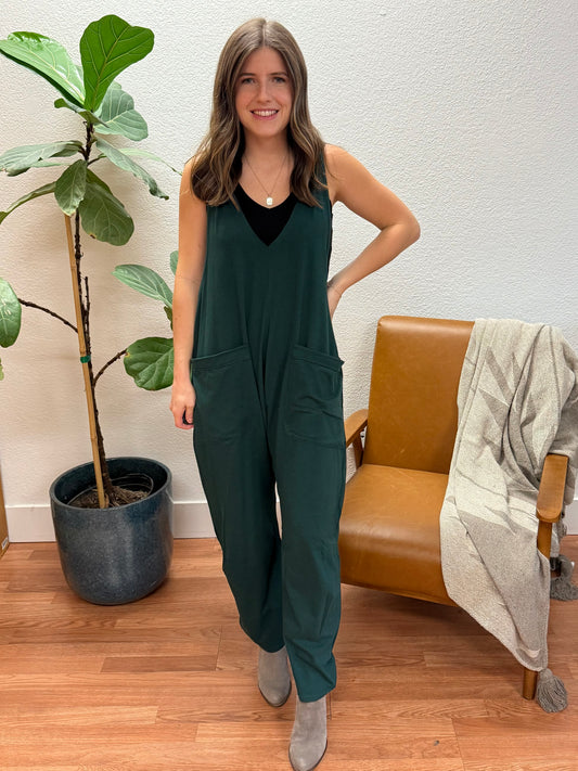 Forest Casual Knit Baggy Jumpsuit