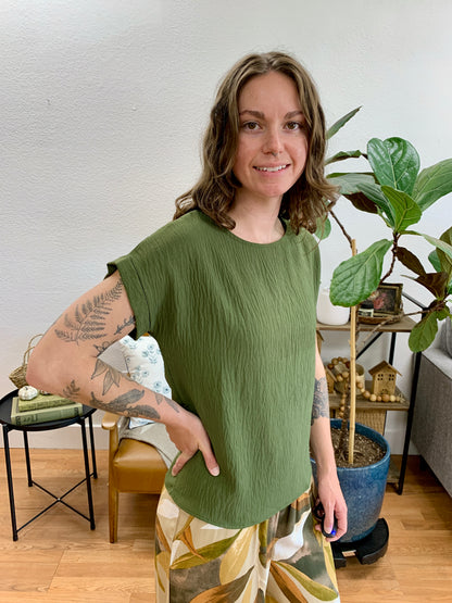 Olive Roll Sleeve Soft Tee