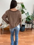 Cocoa Ribbed Knit Pullover