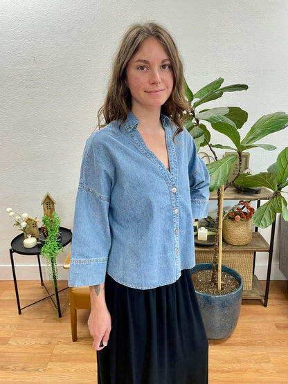 Denim Bell Sleeve Top