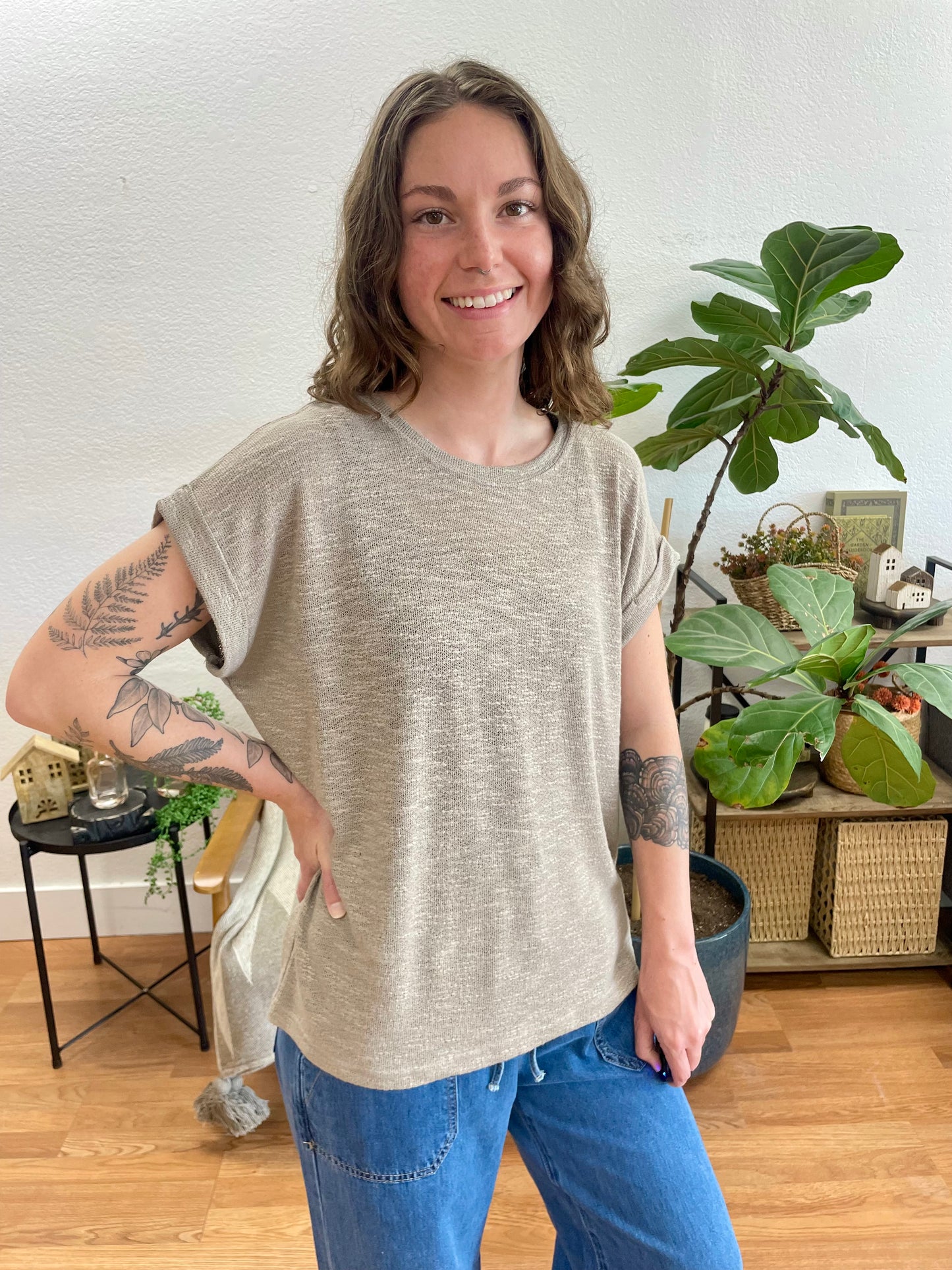 Mocha Hacci Slub Tee